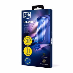 3mk Hardy Hardura 9H LCD grūdintas stiklas su aplikatoriumi, skirtas Samsung Galaxy S26 Plus, juodas (2 vnt.)