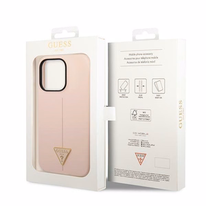 Guess GUHCP14XSLTGP iPhone 14 Pro Max 6.7" rožinis kietasis dėklas silikoninis Triangle