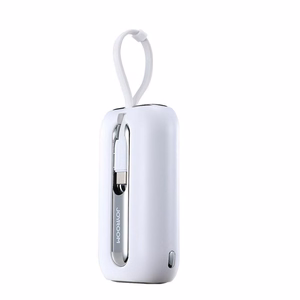 Joyroom mini išorinė baterija 10000mAh Colorful Series 22.5W su 2 įmontuotais USB C ir Lightning kabeliais rožinė (JR-L012)