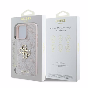 Guess 4G Didelis logotipo dėklas telefonui iPhone 16 Pro - rožinis