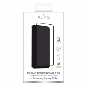 Puro Frame Grūdintas stiklas for Samsung Galaxy S26 Plus - with juodas Frame
