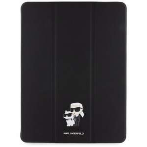 Karl Lagerfeld Saffiano magnetinis Karl & Choupette iPad Air 13" 2024 knygos tipo dėklas - juodas
