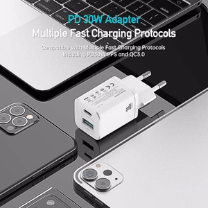 Sieninis įkroviklis Dux Ducis C80 Super Si - USB + Type C - PD 30W QC 3.0 18W 3A baltas