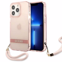 Guess permatomas dirželis dėklas iPhone 13 Pro / 13 6.1" - rožinis