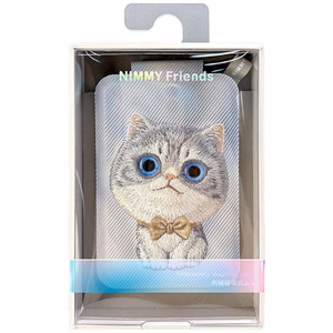 Nimmy New Big-Eye Cute Pets 2.0 Cat magnetinis „MagSafe“ kortelių dėklas telefonui su stovu – pilkas