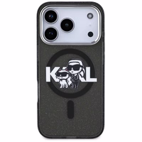 KARL LAGERFELD dėklas telefonui IPHONE 17 Pro, suderinamas su magnetiniu MagSafe (KLHMP17LHGKCGKBK, IML Glitter k&C Sketch Logo) juodas