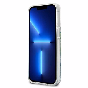 Guess GUHCP13XLFLSN iPhone 13 Pro Max 6.7" žalias/žalias kietasis dėklas su gėlių skysčio blizgučiais