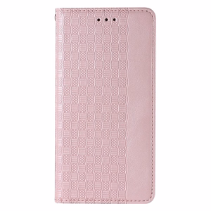 Magnetinis dėklas telefonui Samsung Galaxy S22+ (S22 Plus) su dirželiu, pinigine ir mažu pakabuku - rožinis
