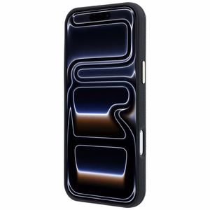 Guess Grained Round Strass Logo MagSafe dėklas iPhone 18 Pro Max / 17 Pro Max – juodas