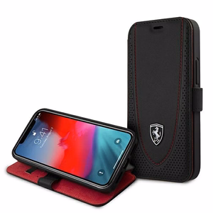 Ferrari FEOGOFLBKP12SBK atverčiamas dėklas iPhone 12 mini 5,4" Off Track Perforated – juodas