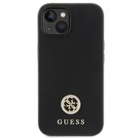 Guess GUHCP15MPS4DGPK iPhone 15 Plus 6.7" juodas/juodas kietas dėklas telefonui Strass Metal Logo