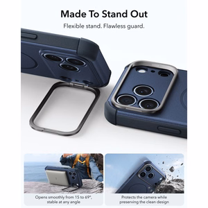 ESR Cyber Tough Kickstand MagSafe dėklas, skirtas iPhone 18 Pro / 17 Pro, tamsiai mėlynas