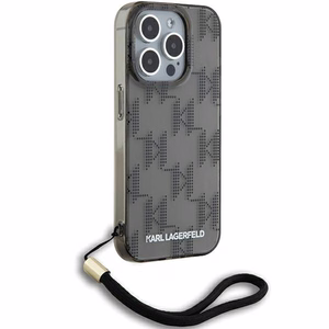Karl Lagerfeld IML Mono KL Pattern & Cord dėklas telefonui iPhone 15 Pro Max - juodas