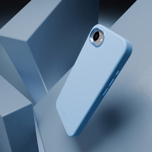 Puro skysto silikono dėklas "ICON MAG PRO" su magnetine, metaliniais mygtukais ir kameros žiedu iPhone 16E, mėlynas