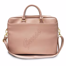 Guess Saffiano Script 16" Nešiojamojo kompiuterio dėklas rožinis