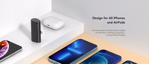 VEGER Išorinė baterija 5000 mAh su įmontuota jungtimi Lightning PD QC3.0 3A 20W PlugOn (W0556P) juoda