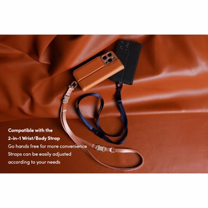 Moshi Overture MagSafe dėklas, skirtas iPhone 16 Pro, su nuimama veganiškos odos pinigine, „Caramel Brown“ spalvos