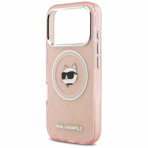 Karl Lagerfeld IML Choupette Head Logo Magnetinis dėklas telefonui MagSafe iPhone 17 Pro Max - rožinis