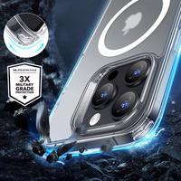 ESR Classic Hybrid Halolock Magnetinis dėklas telefonui + grūdintas stiklas iPhone 16 Pro Max - pusiau skaidrus