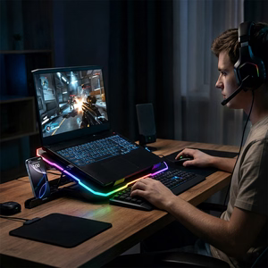 Wozinsky WDCX-A26 NitroCool RGB žaidimų nešiojamojo kompiuterio aušinimo kilimėlis juodas