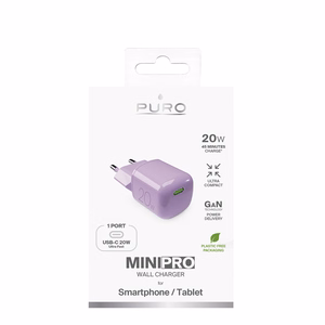 Puro 20W GaN USB-C sieninis įkroviklis - rožinis