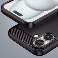 Carbon dėklas telefonui iPhone 16 Plus silikoninis dėklas - juodas