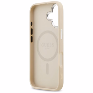 GUESS dėklas telefonui IPHONE 17 suderinamas su Magnetine GUHMP17SPSDTSCME (PU W/ Triangle Logo) smėlinė