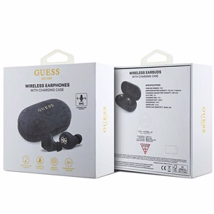 Guess Bluetooth ausinės GUTWSP4EGK TWS ENC 4G PU METAL LOGO juodos