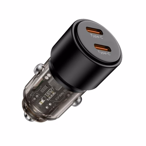 CC03 2 prievadų PD100W automobilinis įkroviklis - juodas