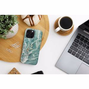 FORCELL F-PROTECT Mirage, karinio standarto išbandytas magnetinis dėklas telefonui IPHONE 16 PLUS, žalias marmuras