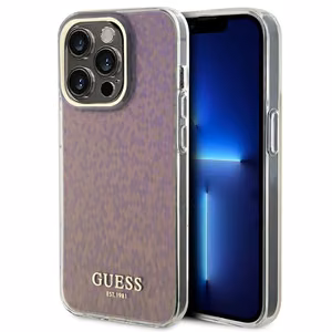 Guess GUHCP15XHDECMP iPhone 15 Pro Max 6.7" rožinis/rožinis kietas dėklas IML Faceted Mirror Disco Iridescent