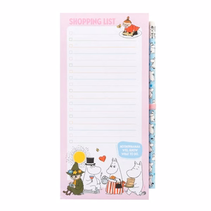 Moomins magnetinė pirkinių užrašinė šaldytuvui su pieštuku, 10 × 21 cm