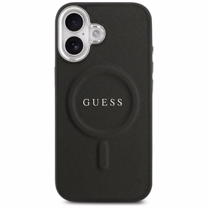 Guess klasikinio logotipo magnetinis dėklas, skirtas iPhone 17 – juodas