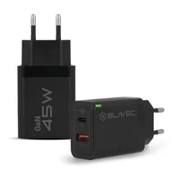 Blavec sieninis įkroviklis BC-5 GaN - USB + Type C - PD QC 45W 3A (TCBC5G-UCB453A) juodas