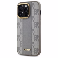 DKNY Odinis languotas mono raštas Magnetinis dėklas telefonui iPhone 14 Pro - smėlio spalvos