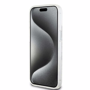 DKNY skystojo blizgučio daugiologo dėklas telefonui iPhone 15 / 14 / 13 - baltas