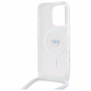 Karl Lagerfeld per petį IML Karl galvos MagSafe dėklas iPhone 16 Pro – skaidrus