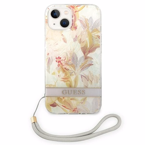 Guess GUOHCP14MHFLSU iPhone 14 Plus 6.7" фиолетовый/фиолетовый жёсткий чехол Flower Strap