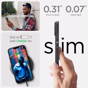 Spigen Liquid Air dėklas iPhone 14 – matinis juodas