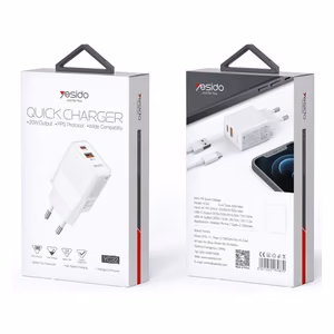 YESIDO WALL ĮKROVIKLIS YC32 PD 20W QC3.0 USB-A+C baltas