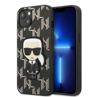 Karl Lagerfeld KLHCP13SPMNIKBK iPhone 13 mini 5.4" kietas dėklas juodas/juodas Monograma Ikonik Pleistras