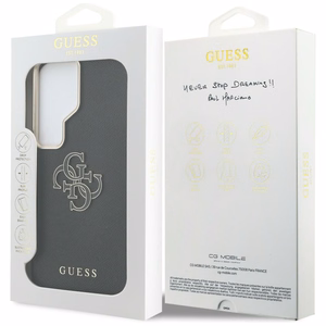 Guess dėklas Grained Big 4G Metal Logo for Samsung Galaxy S26 Ultra juodas