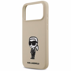 KARL LAGERFELD dėklas telefonui IPHONE 17 Pro Max su MagSafe suderintas (silikoninis su KL eskizu ir logotipu) - rudas