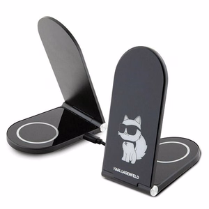Karl Lagerfeld Choupette MagSafe 15W складное 2 в 1 индуктивное зарядное устройство - чёрный