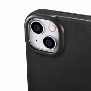 iCarer CE Oil Wax Premium odinis folio dėklas iPhone 14 Plus Magnetinis atverčiamas dėklas su MagSafe Juodas (AKI14220707-BK)