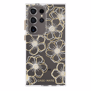 Case-Mate Floral Gems dėklas, skirtas Samsung Galaxy S24 Ultra, aukso spalvos