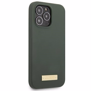 Guess Silikoninis Logo Plate Magnetinis dėklas iPhone 13 Pro / iPhone 13 - žalias