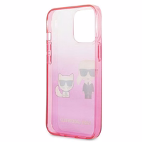 Karl Lagerfeld Gradient Ikonik Karl&Choupette dėklas iPhone 13 Pro / iPhone 13 – rožinis