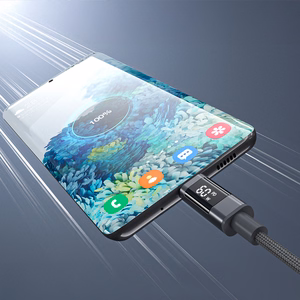 Choetech XCC-1068 PD 60W USB-C - USB-C laidas su ekranėliu 1.2 m - juodas
