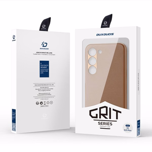 Dux Ducis Grit dėklas Samsung Galaxy S23+ eleganti dėklas iš dirbtinės odos ruda